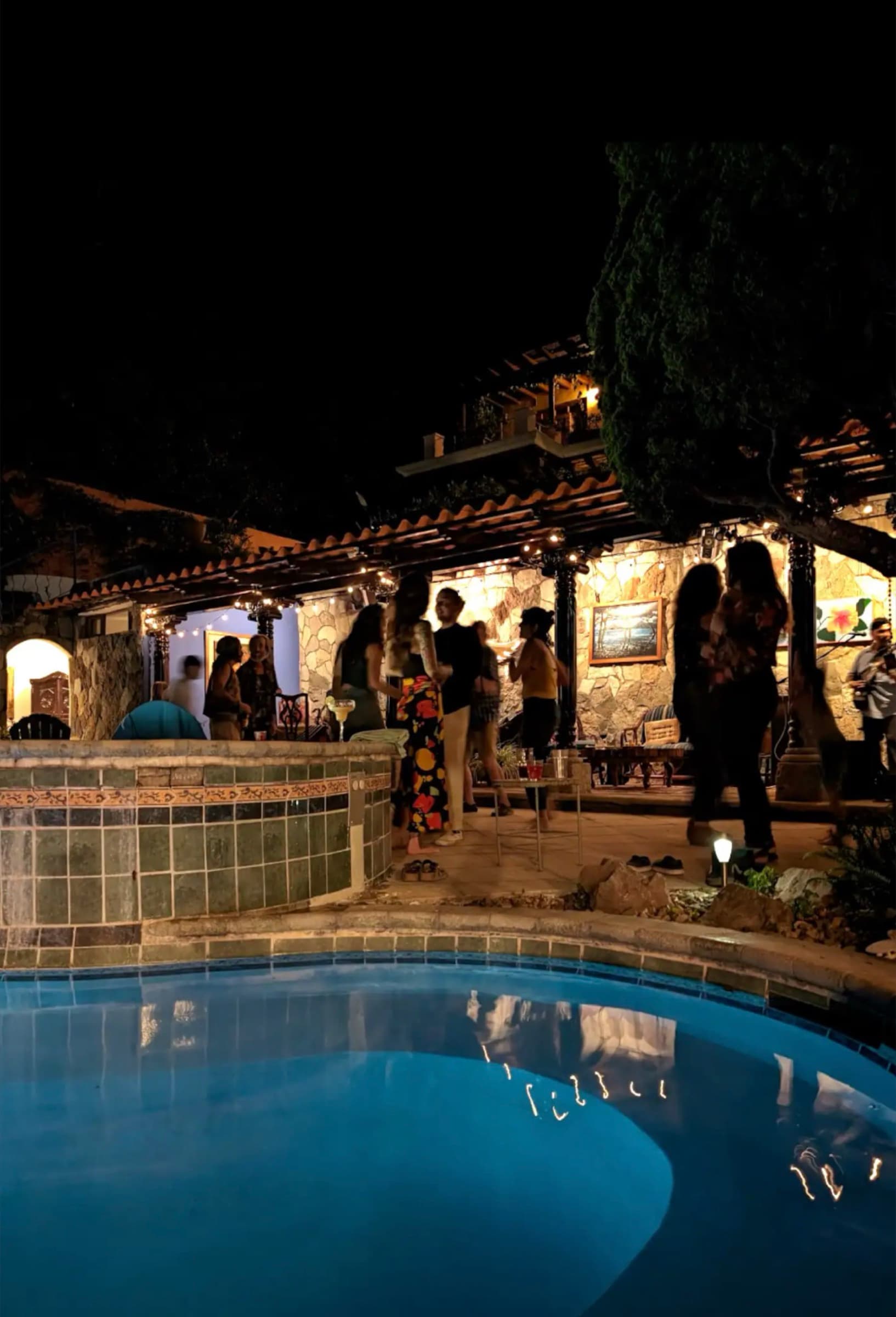 A gourmet lakeside dinner setup at Villas del Carmen